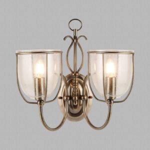 Svítidlo Searchlight starožitná mosaz/čirá kov/sklo