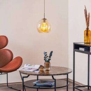 Svítidlo Searchlight starožitná mosaz/jantarová kov/sklo