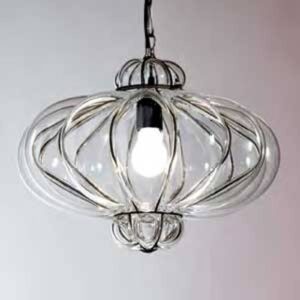 Svítidlo Siru průhledná/šedá sklo Murano/nerez