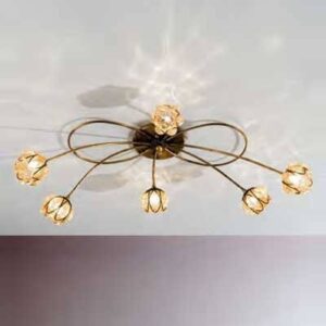 Svítidlo Siru antická zlatá/jantarová nerez/sklo