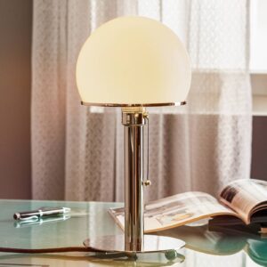 Svítidlo TECNOLUMEN opálová bílá/nikl/černá ručně foukané opálové sklo/niklovaný kov/textil