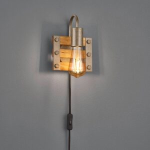 Svítidlo Trio Lighting niklová antická/světlé dřevo kov/dřevo