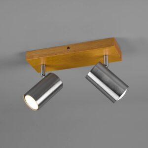 Svítidlo Trio Lighting světle hnědá/nikl matný kov/dřevo