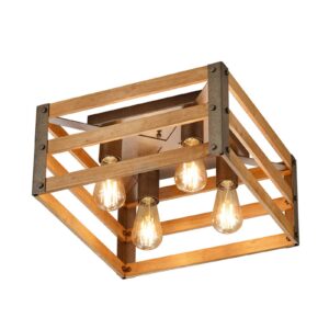 Svítidlo Trio Lighting niklová antická/světlé dřevo kov/dřevo