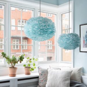 Svítidlo UMAGE světle modrá/bílý husí peří/papír/ocel/textil