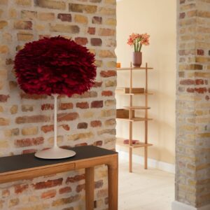 Svítidlo UMAGE tmavě červená/bílá husí peří/hliník/lepenka