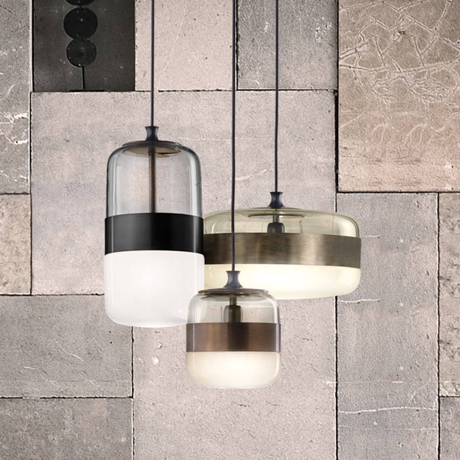 Svítidlo Vistosi černá matná/topas/jantarová/bronz kov/sklo