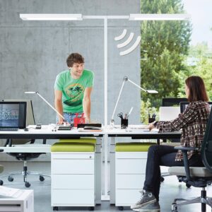 Svítidlo Waldmann bílý/šedý/satinovaný ocel/plast