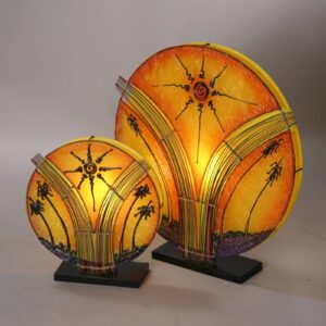 Svítidlo Woru hnědá/žlutá dřevo/syntetická pryskyřice