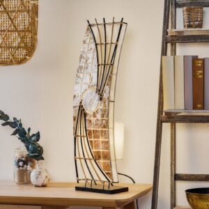 Svítidlo Woru tmavé dřevo/perleťová sklo/dřevo