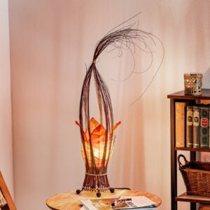 Svítidlo Woru oranžová/hnědá látka/dřevo