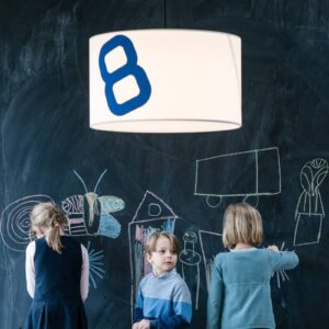 Svítidlo lumbono bílý/modrý plachtovina/ocelový plech/železný drát