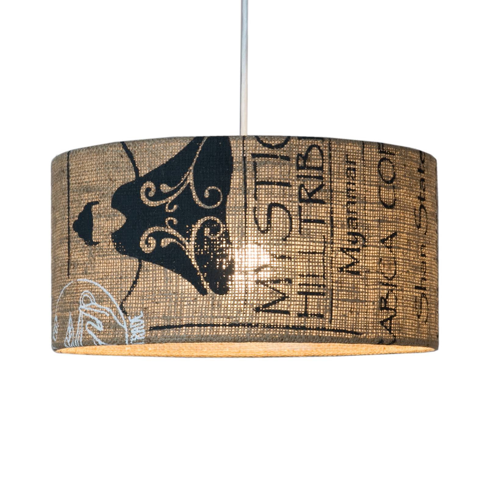 Svítidlo lumbono světle hnědý/černý juta-textil/kov
