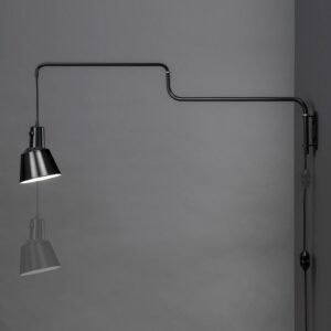 Svítidlo midgard černá (RAL 9017) ocel/bakelit/textil