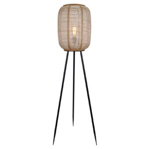 Svítidlo Brilliant černá/přírodní kov/textilie/bambus