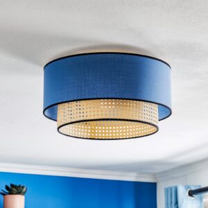 Svítidlo Duolla béžová/džínově modrá/černá ratan/bavlna