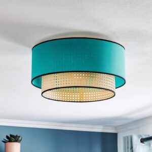 Svítidlo Duolla béžová/petrolová/černá ratan/bavlna