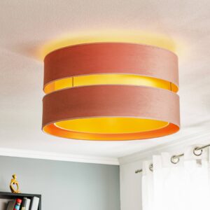 Svítidlo Duolla světle růžová/zlatá samet