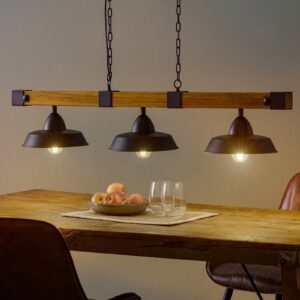 Svítidlo EGLO černá/hnědá kov/dřevo