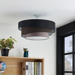 Svítidlo ELC černá/hnědá/šedá textil/kov