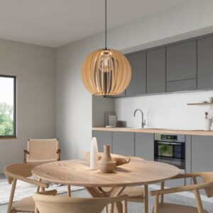 Svítidlo Envostar černá/světlé dřevo kov/textil/březová překližka