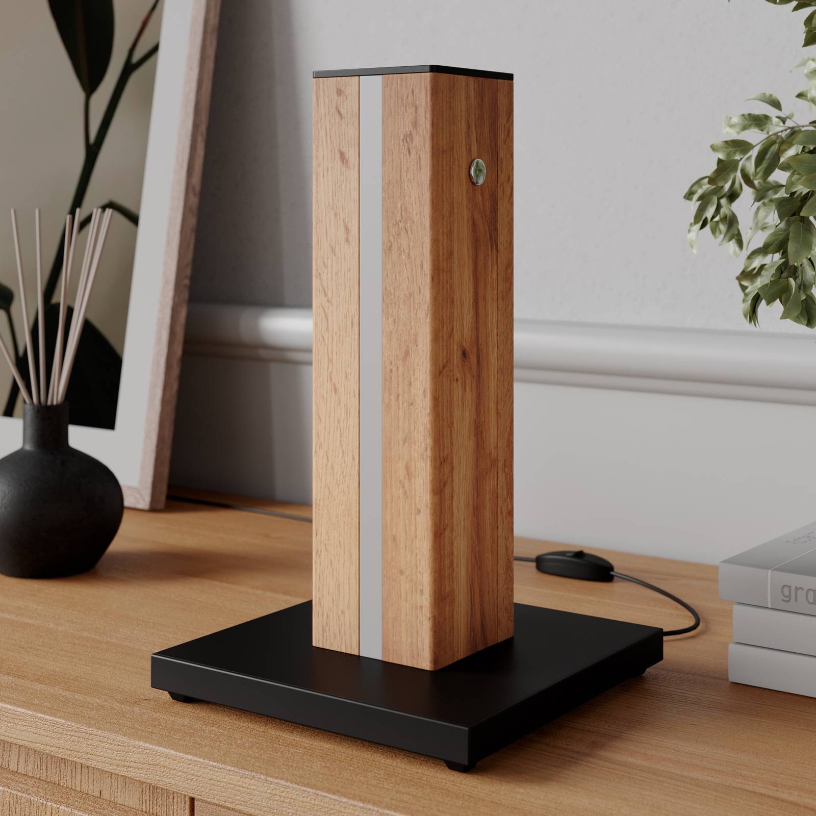 Envostar Stolní LED lampa Eldder v dubové dýze, Obývací pokoj / jídelna, Kov, Mdf, PVC, 4.6W, P: 20 cm, L: 20 cm, K: 31cm - Image 2