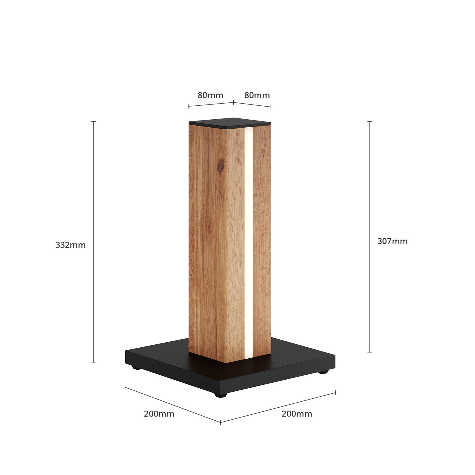 Envostar Stolní LED lampa Eldder v dubové dýze, Obývací pokoj / jídelna, Kov, Mdf, PVC, 4.6W, P: 20 cm, L: 20 cm, K: 31cm - Image 5