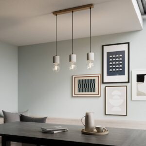 Svítidlo Envostar dřevo světlé/černá/šedá dubové dřevo naolejované/textil/beton