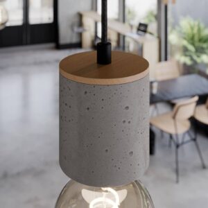 Svítidlo Envostar dřevo světlé/černá/šedá dubové dřevo naolejované/textil/beton