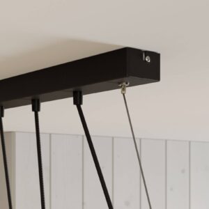 Svítidlo Envostar černá/světlé dřevo borovicové dřevo mořené/kov/textil