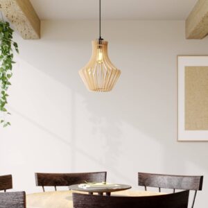 Svítidlo Envostar černá/světlé dřevo kov/textil/březová překližka