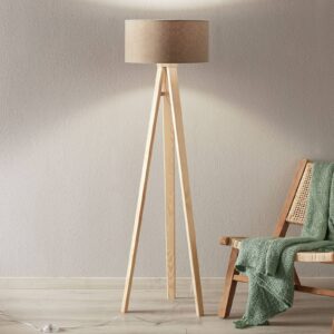 Svítidlo Euluna světlé dřevo/krémová dřevo/textil