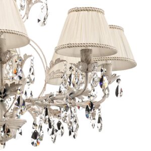 Svítidlo Euluna slonovina železo/textil/křišťál