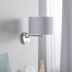 Svítidlo Euluna šedý/chrom ocel/textil