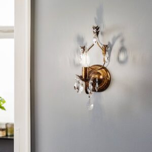 Svítidlo Euluna antická bronzová/čirá kované železo/křišťálové sklo K9