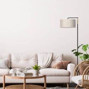 Svítidlo Euluna černá/ekru/hnědá kov/len/dřevo