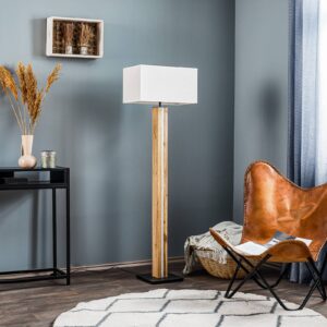 Svítidlo Euluna dubová dýha/béžová MDF/kov/látka