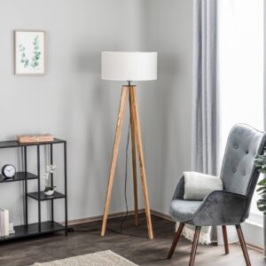 Svítidlo Euluna borové dřevo mořené/béžová dřevo/kov/textil