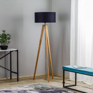 Svítidlo Euluna mořená borovice/černá dřevo/kov/textil