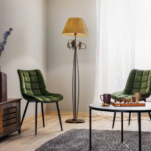 Svítidlo Euluna krémově bílá/bronz antická/zelená textil/kov