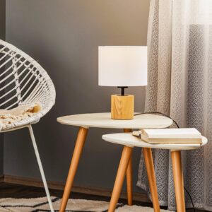 Svítidlo Euluna olejovaný dub/bílá dubové dřevo/kov/textil