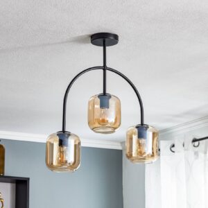 Svítidlo Euluna černá/jantar-transparentní ocel/sklo