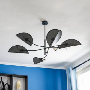 Svítidlo Euluna černá/zlatá ocel s práškovým lakem/látka