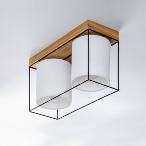 Svítidlo Euluna naolejovaný dub/černá/bílá dubové dřevo/kov/textil