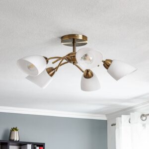 Svítidlo Euluna starobylá mosaz/bílá matná kov/sklo