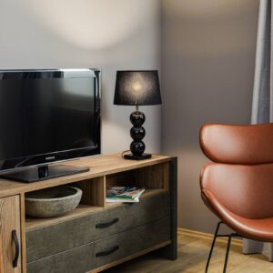 Svítidlo Euluna černá/černá-průhledná ocel/tkanina/sklo