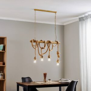 Svítidlo Euluna světlé dřevo/přírodní dřevo/provaz/kov