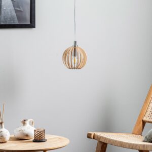 Svítidlo Euluna světlé dřevo/chrom ocel/dřevo