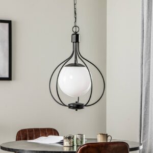 Svítidlo Euluna bílá opálová/černá sklo/ocel