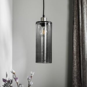 Svítidlo Euluna kouřově šedá-transparentní/černá/stříbrná sklo/kov